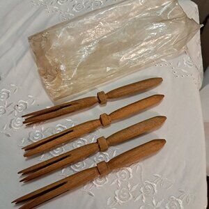 Four Wood Cannibal Forks 6" Long, Designed For Optimum Efficiency